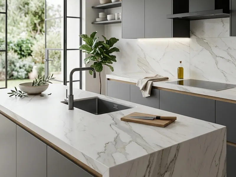 Bancada em porcelanato técnico de grande formato - Marmoraria Botucatu SP